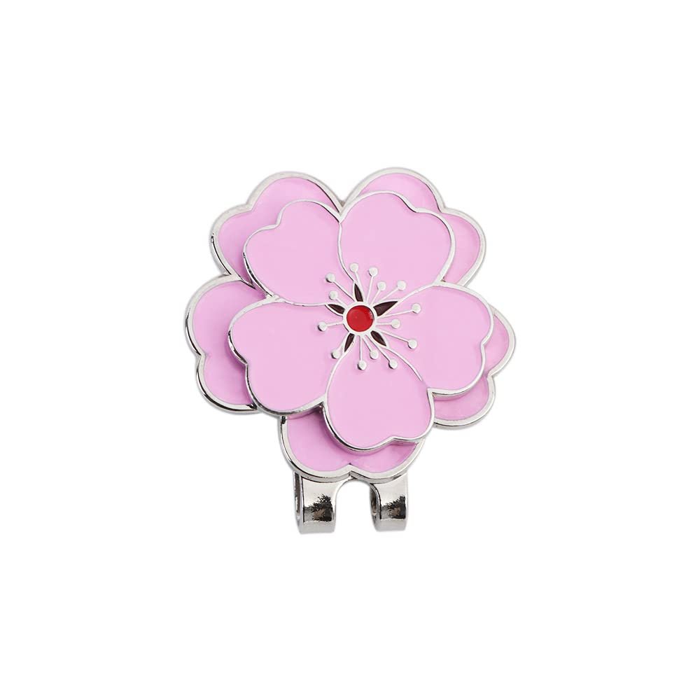 1Pcs Pink Flower Golf Ball Marker with Golf Hat Clip, Magnetic Golfball Hat Clip for Golf Cap Golf Accessories