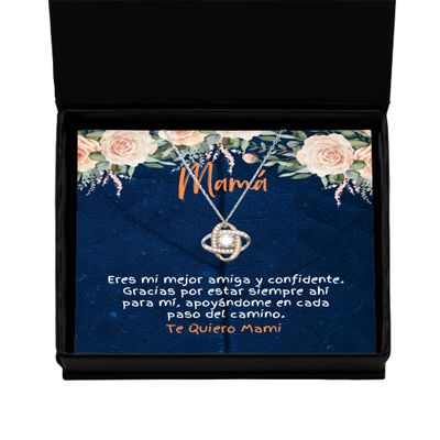 Collar para mama | Eres mi mejor amiga y confidente en cada paso del camino - Regalo para madres nudo de amor de color oro