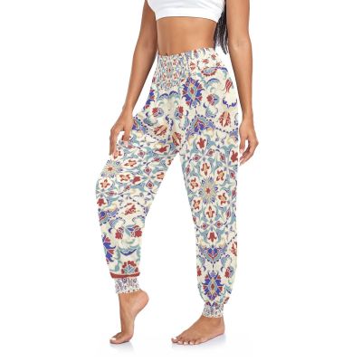 Aflyko Women Dance Pants Turkish Mandala Boho Trousers Yoga Sweatpants High-Waisted Workout Pants XL
