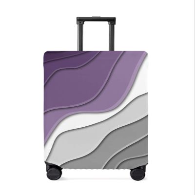 Ombre Purple Luggage Cover - L Travel Suitcase Cover Essentials Protector Accessories, Personalized Print Clear Waterproof Carry On Baggage Storage Covers Abstract Geometric Grey Modern White