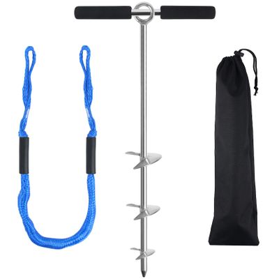 Sand Anchor for Boat 36",Chromium-Plated Steel Beach Anchor Boat Sand Anchor with Bungee Dock Line to Hold Watercraft Secure, Jet Skis,Kayak,PWC ect.Apply to the Sandbar Anchor or Shallow Water Anchor