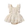Baby Girl 1st Birthday Outfit Girl Boho Princess Romper Dress Tutu Skirt Smash Cake Outfit Girl Floral Embroidery Ruffle Bodysuit Jumpsuit 1st Birthday Girl Outfit for Girl Apricot Lace 0-3M view 1
