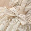 Baby Girl 1st Birthday Outfit Girl Boho Princess Romper Dress Tutu Skirt Smash Cake Outfit Girl Floral Embroidery Ruffle Bodysuit Jumpsuit 1st Birthday Girl Outfit for Girl Apricot Lace 0-3M view 4