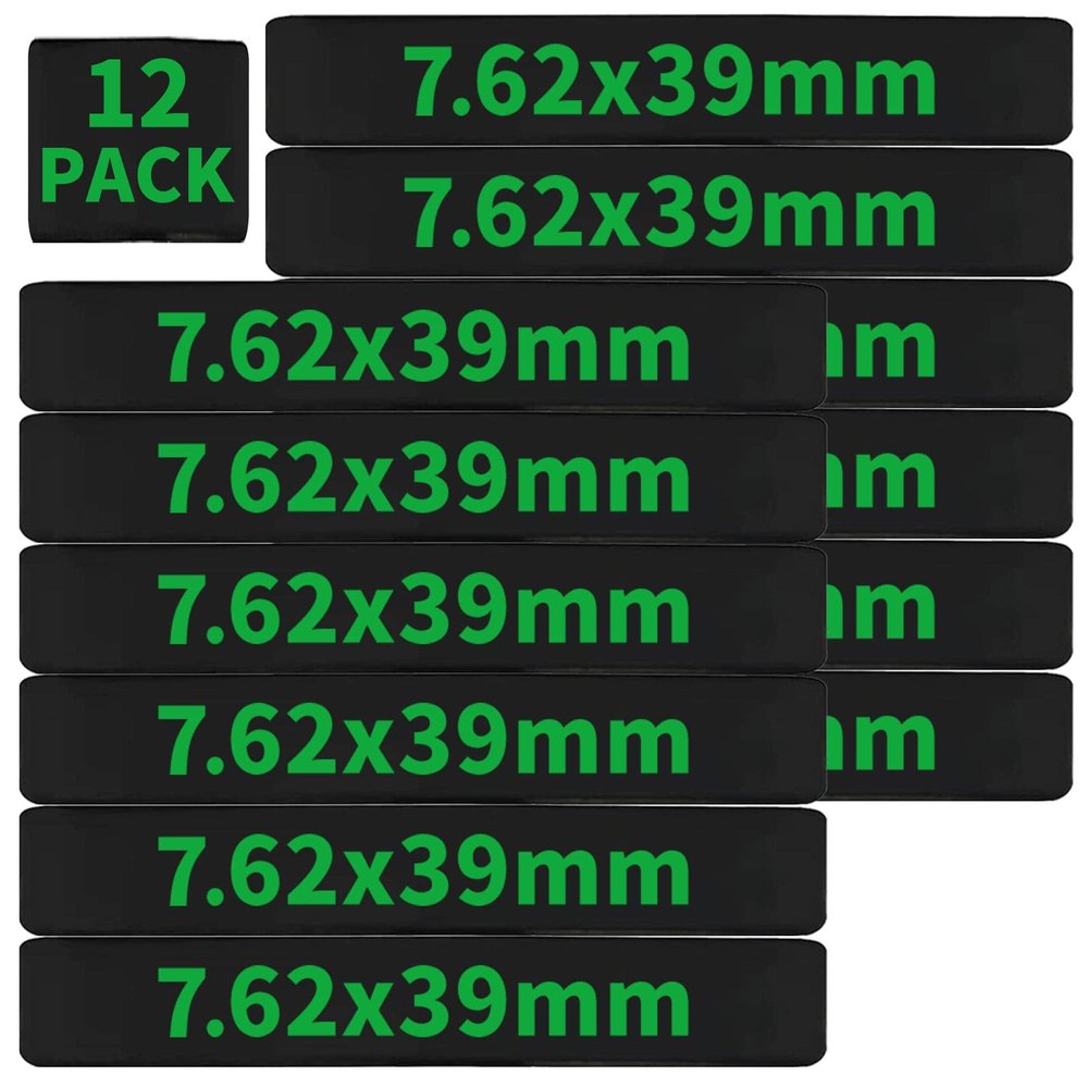 12 Pack Miaozhun 7.62x39mm Magazine Marking Bands 7.62x39 Magazine Caliber Identification(Black-Green)