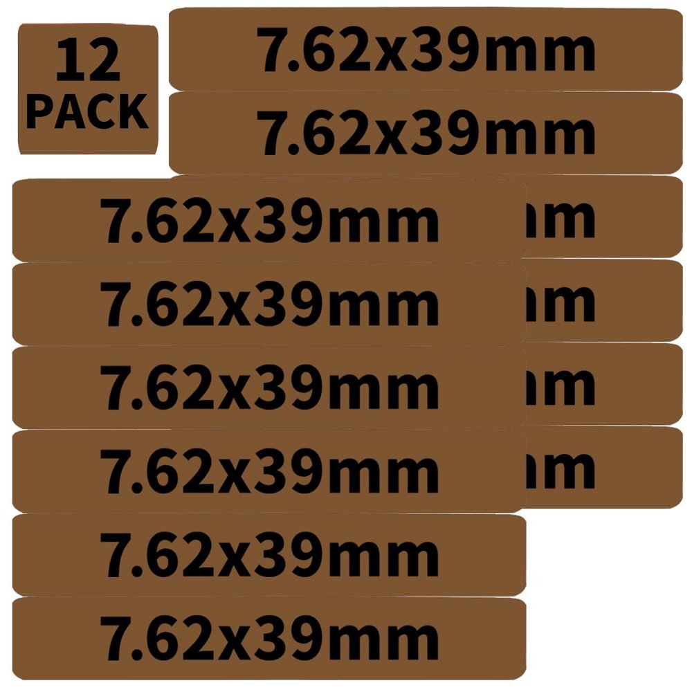 12 Pack Miaozhun 7.62x39mm Magazine Marking Bands 7.62x39 Magazine Caliber Identification(Coyote Brown-Black)