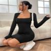 2022 Women's Dresses Square Neck Bolero Detail Bodycon Dress Women's Dresses (Color : Black, Size : Medium) view 1