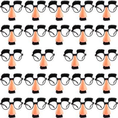 Cagemoga 24 Pcs Funny Disguise Glasses with Big Nose Novelty Disguise Eyeglasses with Eyebrows and Mustache for Halloween Cosplay Birthday Party Supplies