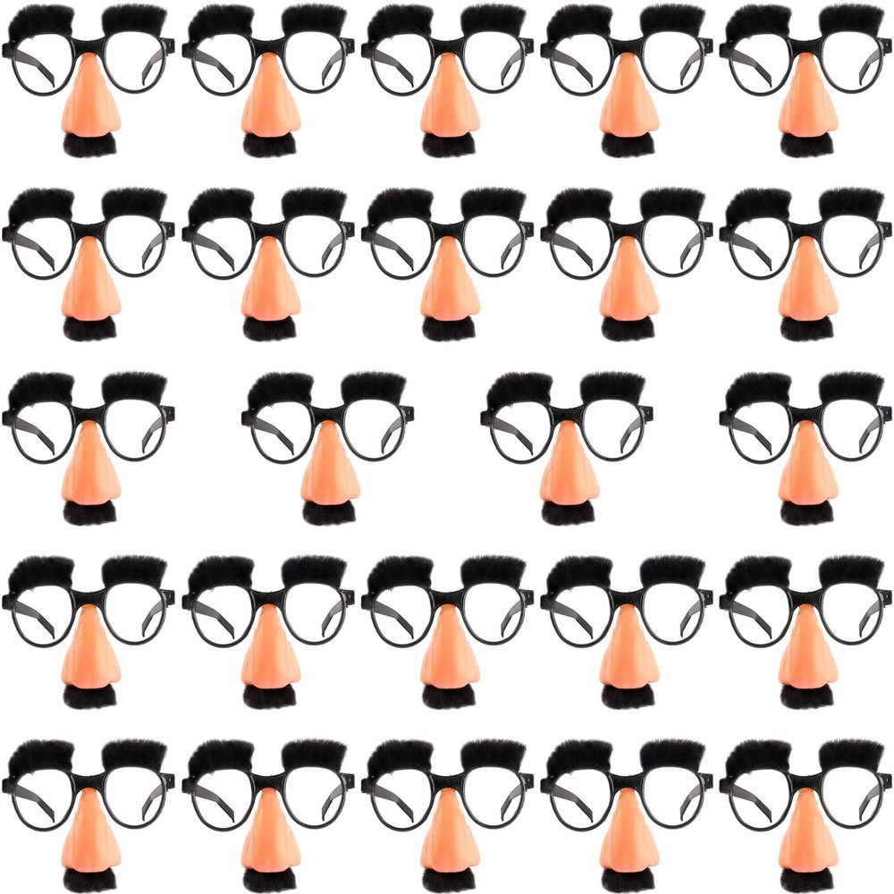 Cagemoga 24 Pcs Funny Disguise Glasses with Big Nose Novelty Disguise Eyeglasses with Eyebrows and Mustache for Halloween Cosplay Birthday Party Supplies