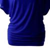 Womens T-Shirts with Side Shirring Batwing Sleeve Crewneck Draped Summer Tops Solid Color Loose Casual Blouses (Dark Blue,X-Large) view 2