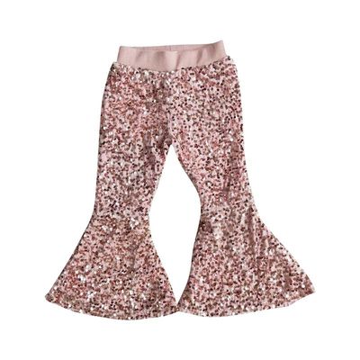 Yawoo Haan Kids Clothing Girl Light Pink Sequins Bell Bottom Pants 2T