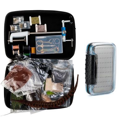 Dr.Fish Fly Tying Kit with 1 Medium Fly Fishing Box, Holds 216 Flies, 6.1 * 4.2 * 1.4"