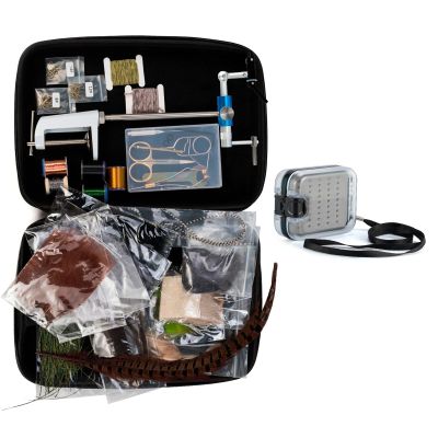 Dr.Fish Fly Tying Kit with 1 Small Fly Fishing Flies Box, 3.9 * 2.9 * 1.4", Holds 90 Flies