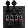 Young Marine Waterproof Marine Boat Rocker Switch Aluminum Panel 4 Gang with USB Slot Socket QC 3.0 and Type C QC 4.0 + Volt Meter Blue LED Light for Car Rv Vehicles Truck (Red) view 3