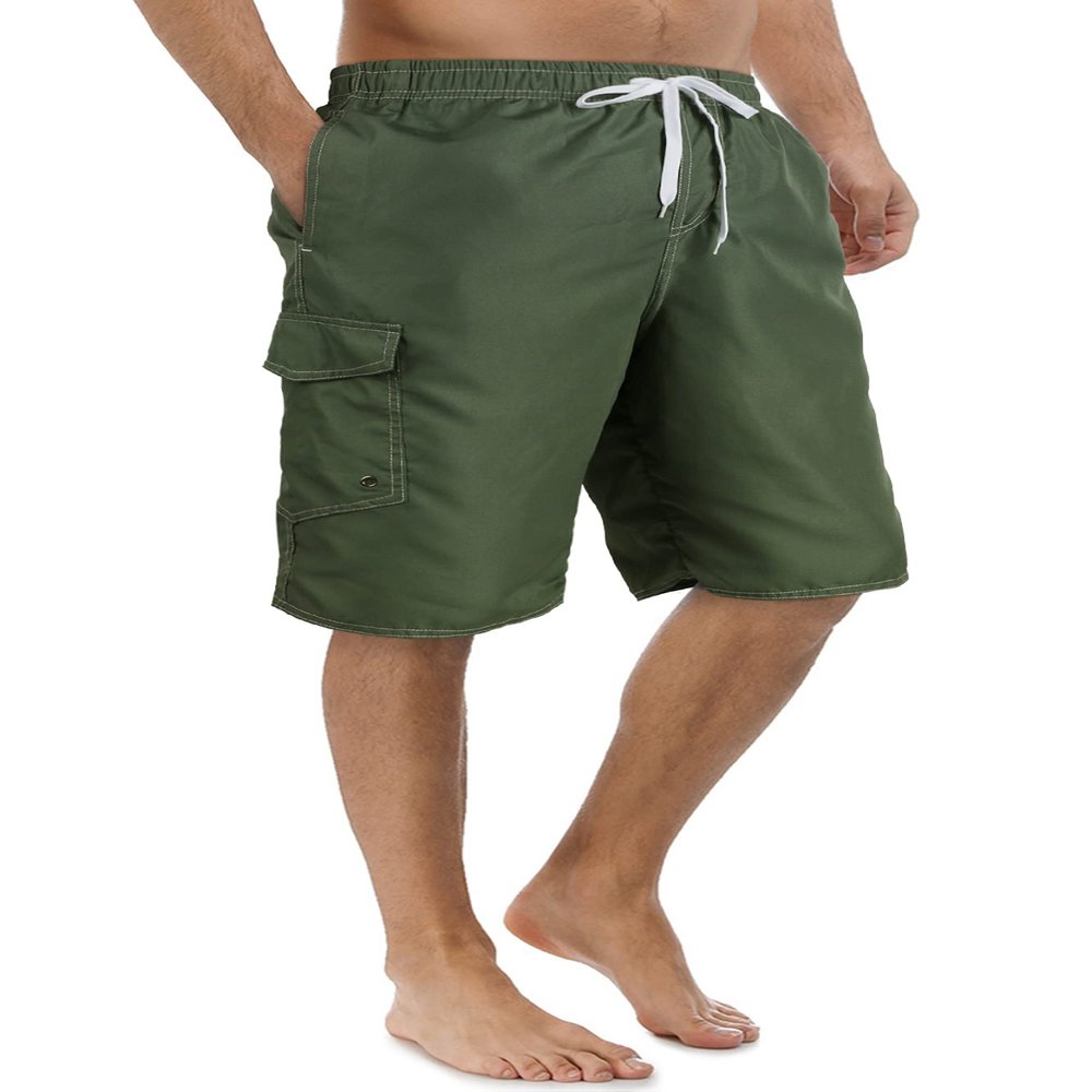 Srnede Mens Swimming Trunks Swim Trunks Quick Dry 11 Inch Swim Shorts with Mesh Lining Funny Swimwear Bathing Suits Army Green