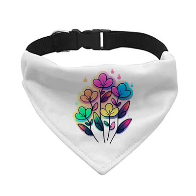 Flower Pet Bandana Collar - Beautiful Scarf Collar - Graphic Dog Bandana - L