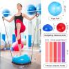 Honoson Half Ball Trainer Yoga Ball with Resistant Band Foot Pump Set, Half Exercise with Fitness Elastic Belt Hedgehog Balance Pods for Core Stability Full Body Workout Gym(Blue,23.2 Inch) view 2