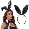 Aceorna Black Bunny Ears Headbands Cool Leather Hairbands Knotted Rabbit Ears Hair Hoop Party Cosplay Decoration Headdress Costume Headwear for Masquerade,Nightclubs,Carnival view 1