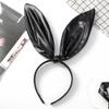Aceorna Black Bunny Ears Headbands Cool Leather Hairbands Knotted Rabbit Ears Hair Hoop Party Cosplay Decoration Headdress Costume Headwear for Masquerade,Nightclubs,Carnival view 2