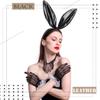 Aceorna Black Bunny Ears Headbands Cool Leather Hairbands Knotted Rabbit Ears Hair Hoop Party Cosplay Decoration Headdress Costume Headwear for Masquerade,Nightclubs,Carnival view 4