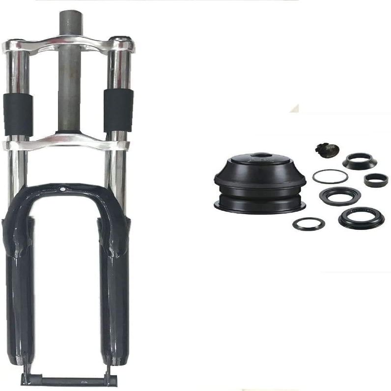 DONSP1986 Black 26 inch Tripe Tree Bicycle Front Fork and 1 1/8 inch Black Headset Combo-Gas Motorized Bicycle