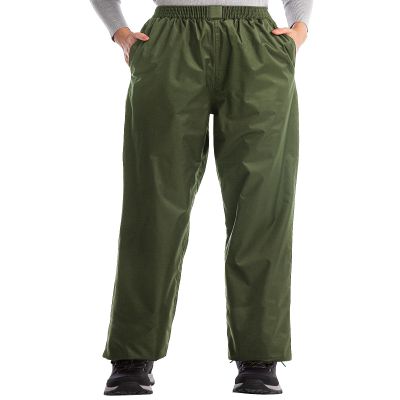 iCreek Women's Rain Pants Waterproof Hiking Pants Windproof Lightweight Over Pants Work Rain Outdoor for Golf, Fishing (Army Green, Medium/31 Inseam)
