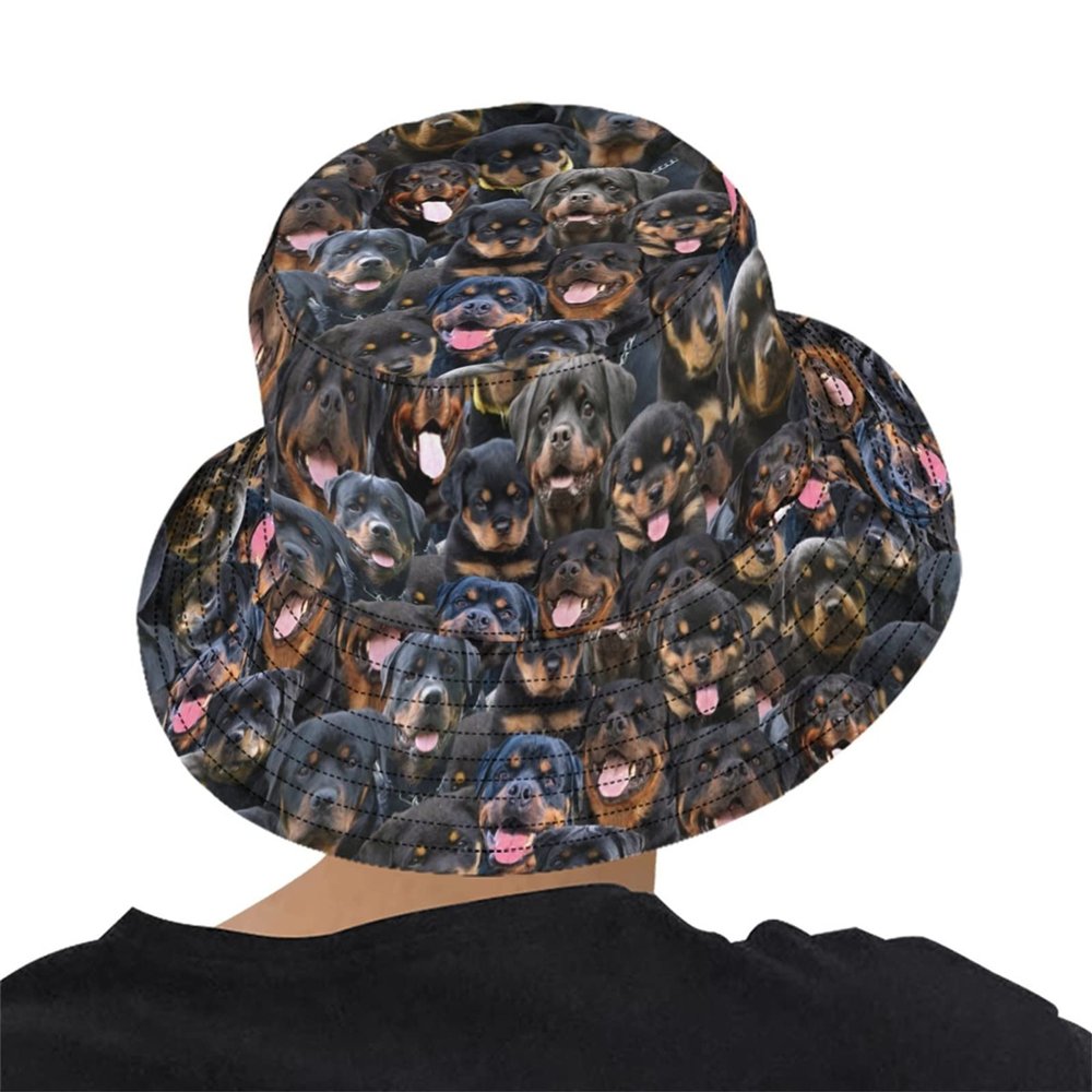 Gift for Rottweiler Lover/Dog Mom, Rottweiler Print Bucket Hats Outdoor Sun Hat Fisherman Cap for Women Men