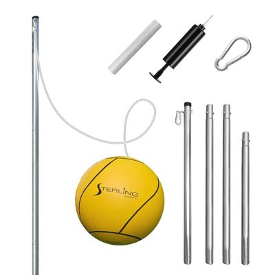 STERLING Sports Compact Tetherball Set for Outdoor Backyard with Ball and Rope Set, 9' Metal Pole, Air Pump Included