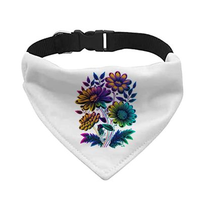 Floral Print Pet Bandana Collar - Graphic Scarf Collar - Colorful Dog Bandana - L