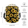 Insulated Leakproof Beach Cooler Bag, Sunflower Floral Yellow Black Portable Waterproof Lunch Bag with Adjustable/Removable Strap and Double Zipper Closure for Outdoor Camping and Picnic view 2