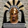 Greek Corinthian Plume Helmet | Medieval Hoplite Warrior Armor for Adults | Brass/Steel Spartan-Style Helmet with Horsehair Crest & Wooden Display Stand for Costume, LARP & Collectibles view 2