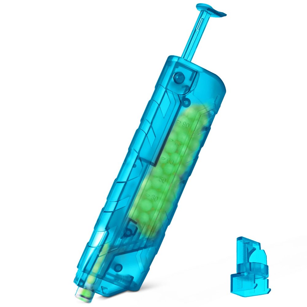 Ludex Airsoft Speed Loader 6mm BBS Pellet 100 Rounds Capacity Airsoft Magazine Quick Loader with Adapter - High-Speed Loading for Airsoft Pistol Mags-Blue