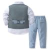 Hularka Baby Boys Clothes Toddler Gentleman Outfit Formal Suit Bowtie Dress Shirt + Vest + Pants 4 Pieces Set Y Light Blue 18-24 Months view 4
