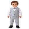 Hularka Baby Boys Clothes Toddler Gentleman Outfit Formal Suit Bowtie Dress Shirt + Vest + Pants 4 Pieces Set Y Grey 18-24 Months view 1