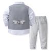 Hularka Baby Boys Clothes Toddler Gentleman Outfit Formal Suit Bowtie Dress Shirt + Vest + Pants 4 Pieces Set Y Grey 18-24 Months view 4