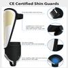 Upgraded Soccer Shin Guards for Kids Youth Adults, CE Certified AirsFish Shin Guard Sleeves Protection Gear for Boys Girls Soccer Games EVA Cushion Reduce Shocks and Injuries (Small, White+Gold) view 2