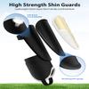 Upgraded Soccer Shin Guards for Kids Youth Adults, CE Certified AirsFish Shin Guard Sleeves Protection Gear for Boys Girls Soccer Games EVA Cushion Reduce Shocks and Injuries (Small, White+Gold) view 4