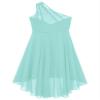 Duoremi Kids Girls One-Shoulder Flower Dress High Low Hem Ball Gown Wedding Evening Dresses 01 Mint Green 16 Years view 4