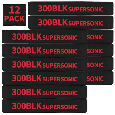 12 Pack Miaozhun 300 BLK Supersonic Magazine Marking Bands .300 Blackout Supersonic Magazine Caliber Identification(Black-Red)