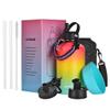 64oz Water Bottle with Paracord Handle &Carrier Bag &Silicone Boot,Straw Spout Flip Lids,Half Gallon Double Wall Vacuum Stainless Steel Insulated Jug with Sleeve,Leakproof Keep Cold & Hot view 1