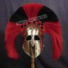 Greek Corinthian Helmet Athenian Spartan Greek Hoplite Helmet Black and Red Plume Helmet with Leather Liner Copper Antique view 1