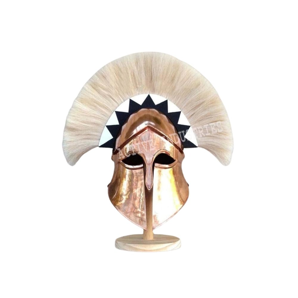 ACTIVE INDUSTRIES Copper Coated Greek Corinthian Helmet With Plume Greek Hoplite Medieval Armor Wearable Helmet Halloween Costume
