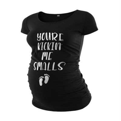Decrum Pregnancy Announcement Shirt - Womens Maternity Tops for Mom to Be [40022011-BL] | Kicking Me, XS