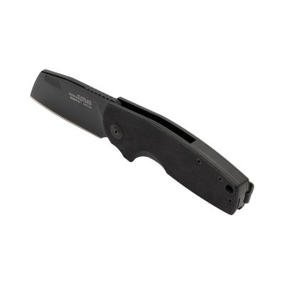 SOG Stout SJ Cleaver Daily Ambidextrous Pocket Folding Knife with Slip Joint Mechanism | G10 Handle | CRYO D2 Steel Blade, Blackout