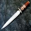 CUSTOM HANDMADE DAMASCUS STEEL CAMPING DAGGER HUNTING KNIFE BOWIE KNIFE view 2