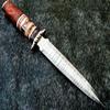 CUSTOM HANDMADE DAMASCUS STEEL CAMPING DAGGER HUNTING KNIFE BOWIE KNIFE view 3