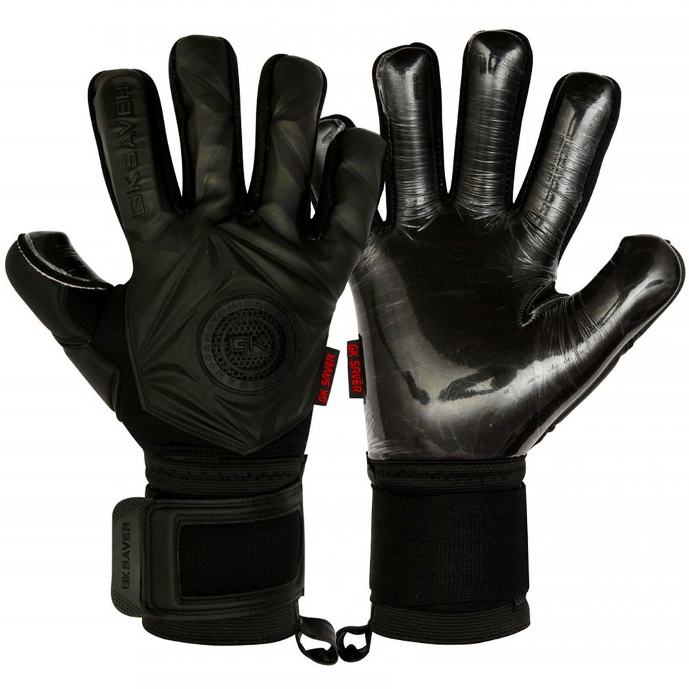 GK Saver Soccer Goalie Gloves Professional 3D Blackout Savefingers Goalkeeper Gloves Size 6 to 11 (3D Black Size 9)