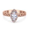 OMRANII Rose Tone, Simulated Cubic Zirconia Size-9 Halo Art Deco Bridal Wedding Engagement Ring Marquise Round CZ 925 Sterling Silver view 1