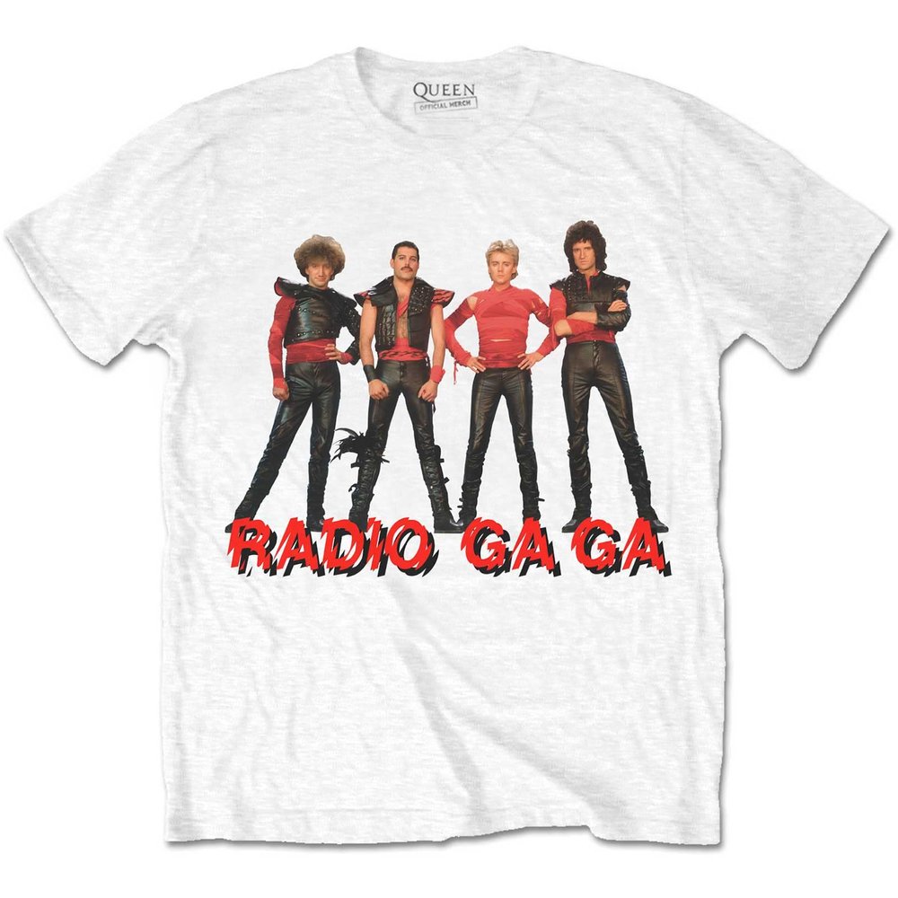 Rock Off officially licensed products Queen Radio Ga Ga Official Tee T-Shirt Mens Unisex, White, Medium