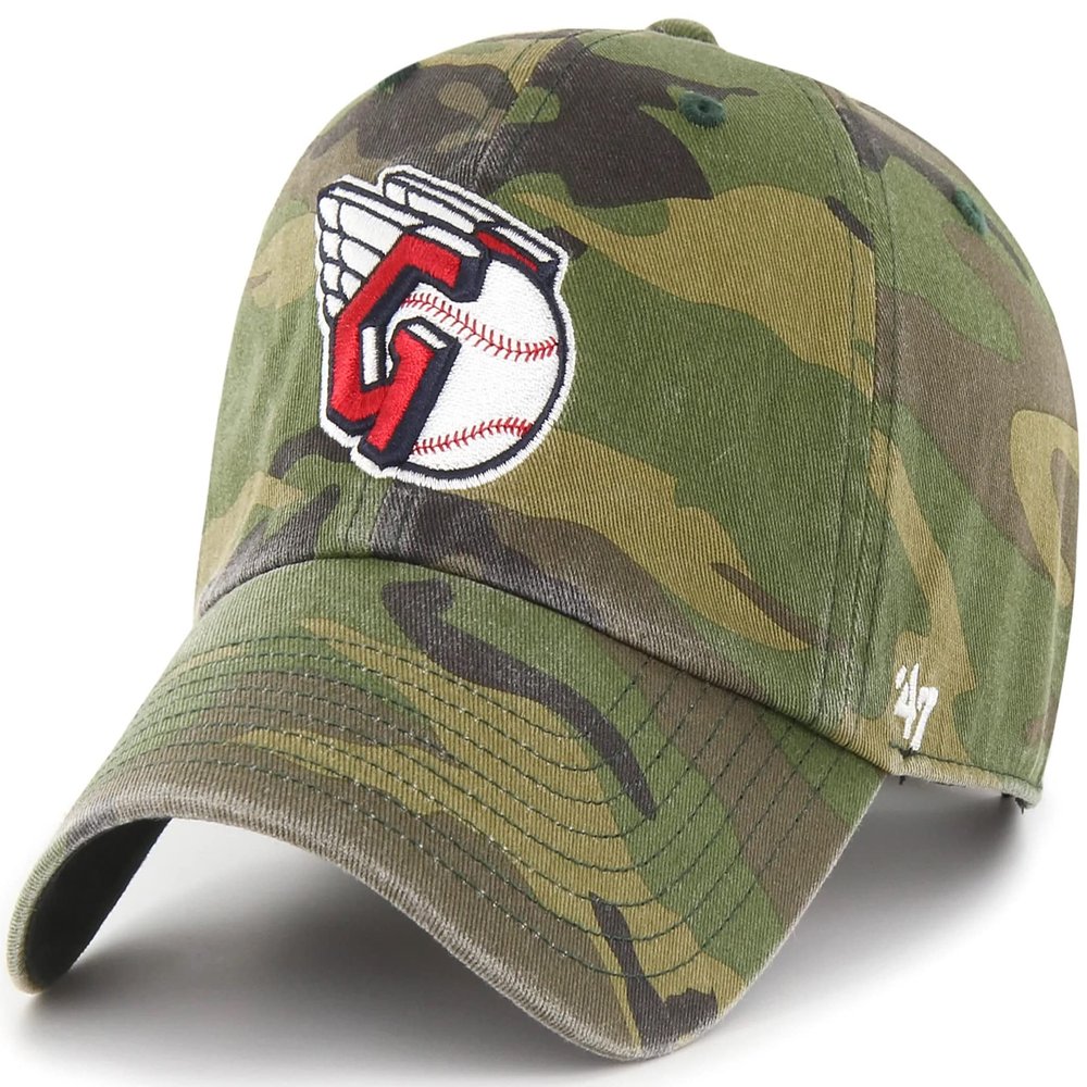47 MLB Camo Clean Up Adjustable Hat, Adult One Size Fits All (as1, Alpha, one_Size, Cleveland Guardians)