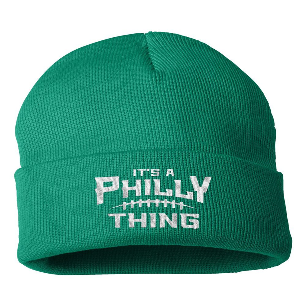 Go All Out One Size Kelly Cuffed It's A Philly Thing Embroidered Cuffed Knit Beanie Cap